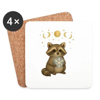 Magical Christmas Raccoon - Coasters (set of 4) - white - Front