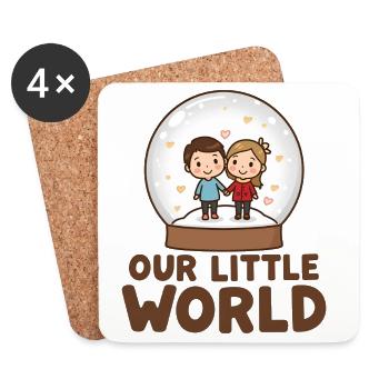 Snow Globe Couple Heart – Our Little World Xmas - Coasters (set of 4) - white - Front
