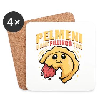 Pelmeni a aussi des garnitures Pelmenis - Dessous de verre (lot de 4) - blanc - Devant