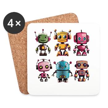 Colorful robot friends - Coasters (set of 4) - white - Front