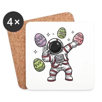 Danse des œufs de Pâques des astronautes dans l’espace - Dessous de verre (lot de 4) - blanc - Devant