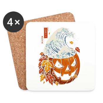 Halloween Automne - Pumpkin Vague Kanagawa - Dessous de verre (lot de 4) - blanc - Devant