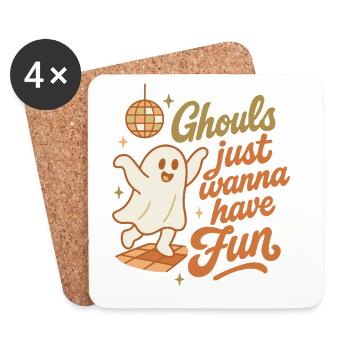 Les goules veulent juste s’amuser Conception d’Halloween - Dessous de verre (lot de 4) - blanc - Devant