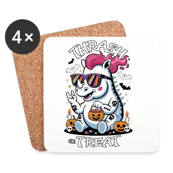 Halloween Rhino with sunglasses - Coasters (set of 4) - white - Front