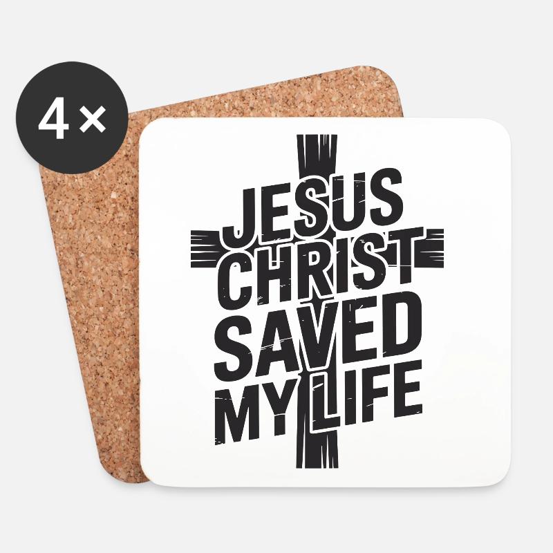  Jesus Christus hat mein Leben gerettet - Untersetzer (4er-Set) - Weiß