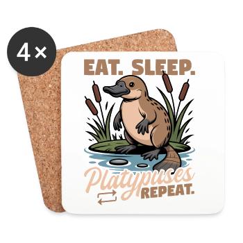 Esthétique amusante Kawaii Platypus - Dessous de verre (lot de 4) - blanc - Devant