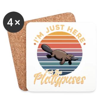 Esthétique amusante Kawaii Platypus - Dessous de verre (lot de 4) - blanc - Devant