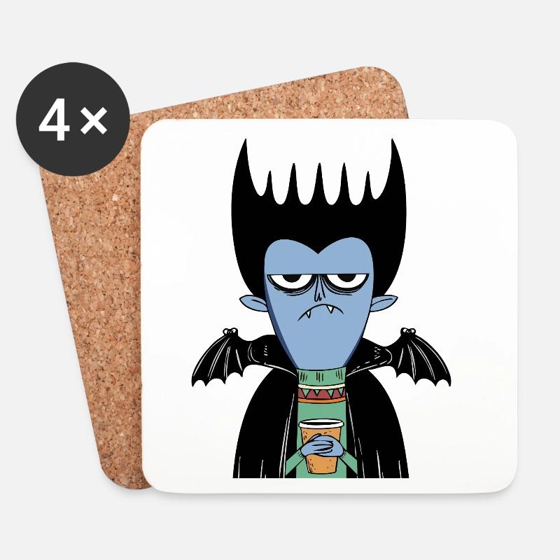 Coffee Vampire | Funny Vampire with Bat Wings - Untersetzer (4er-Set) - Weiß