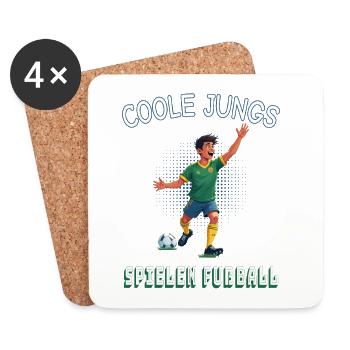 Garçons cool jouant au football – Kids Design - Dessous de verre (lot de 4) - blanc - Devant