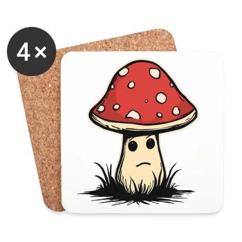 Champignon sucré - Dessous de verre (lot de 4) - blanc - Devant