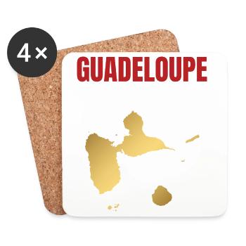 T-shirt Guadeloupe carte dorée Antilles - Dessous de verre (lot de 4) - blanc - Devant