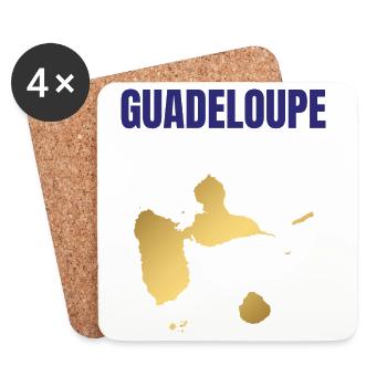 T-shirt Guadeloupe carte dorée Antilles - Dessous de verre (lot de 4) - blanc - Devant