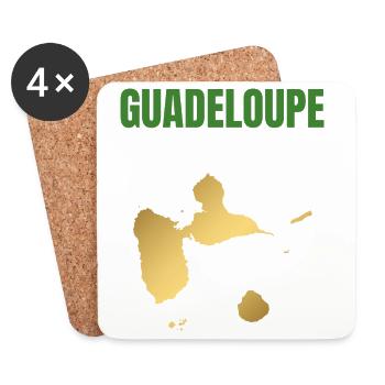 Guadeloupe West Indies Golden Map T-shirt - Coasters (set of 4) - white - Front