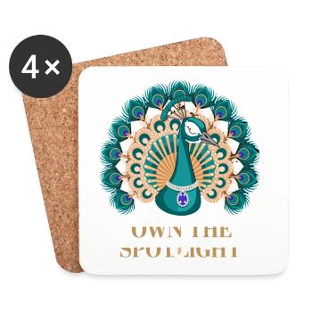 Peacock motif: Own The Spotlight with elegance and - Coasters (set of 4) - white - Front