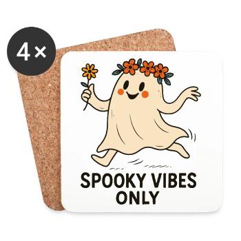 Spooky Vibes Only Cute Ghost Halloween Fun - Coasters (set of 4) - white - Front