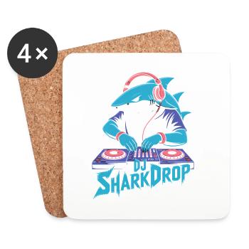 DJ SharkDrop Hai DJ EDM Rave Festival Bass - Coasters (set of 4) - white - Front