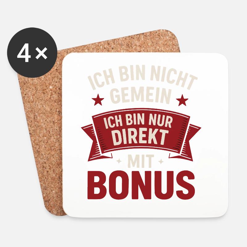 Ich bin nicht gemein – Lustiger Spruch | Direkt mi - Untersetzer (4er-Set) - Weiß