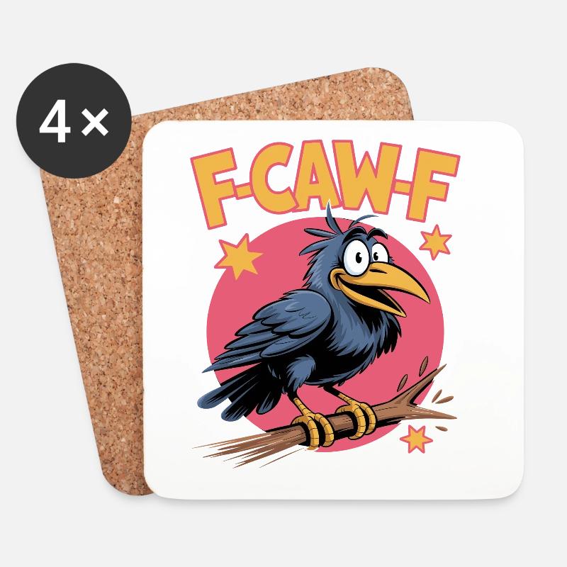 F-Caw-F Meme Krähe - Untersetzer (4er-Set) - Weiß