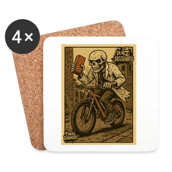 Skelett Arzt auf Mountainbike Letzte Diagnose - Untersetzer (4er-Set) - Weiß - Vorne
