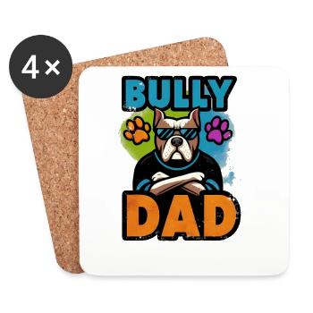 Bulldogge Vater Kühn Grafik, Vater - Untersetzer (4er-Set) - Weiß - Vorne