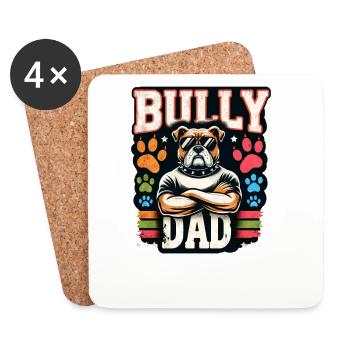 Papa Bold Bulldog Graphique - Dessous de verre (lot de 4) - blanc - Devant