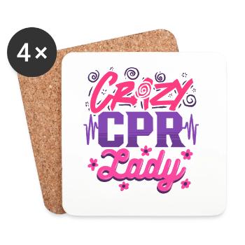 CPR Instructor Resuscitation Crazy CPR Lady - Coasters (set of 4) - white - Front