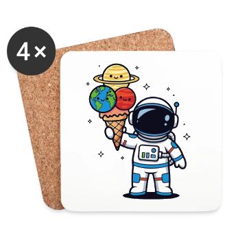 Astronaut Artwork Food Space Humor - Coasters (set of 4) - white - Front