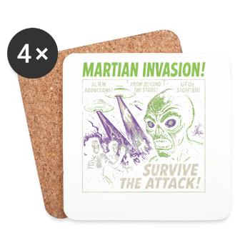 Mars Invasion Alien Movie Poster Halloween - Coasters (set of 4) - white - Front