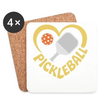 Heart Pickleball Paddle - Coasters (set of 4) - white - Front