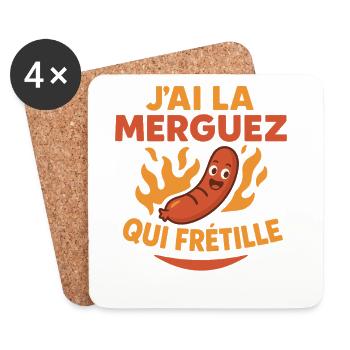 Ich habe den Merguez zappelnden Grillhumor - Untersetzer (4er-Set) - Weiß - Vorne