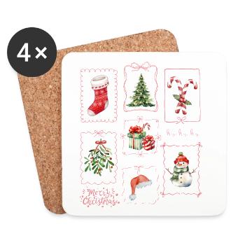 Noël Aquarelle : Ho Ho Ho Festif - Dessous de verre (lot de 4) - blanc - Devant