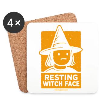 Ruhendes Hexengesicht Lustiges Halloween Spruch Kostüm - Untersetzer (4er-Set) - Weiß - Vorne