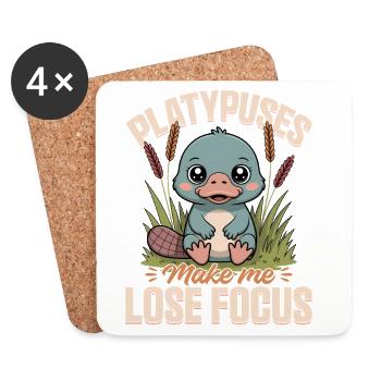 Esthétique amusante Kawaii Platypus - Dessous de verre (lot de 4) - blanc - Devant