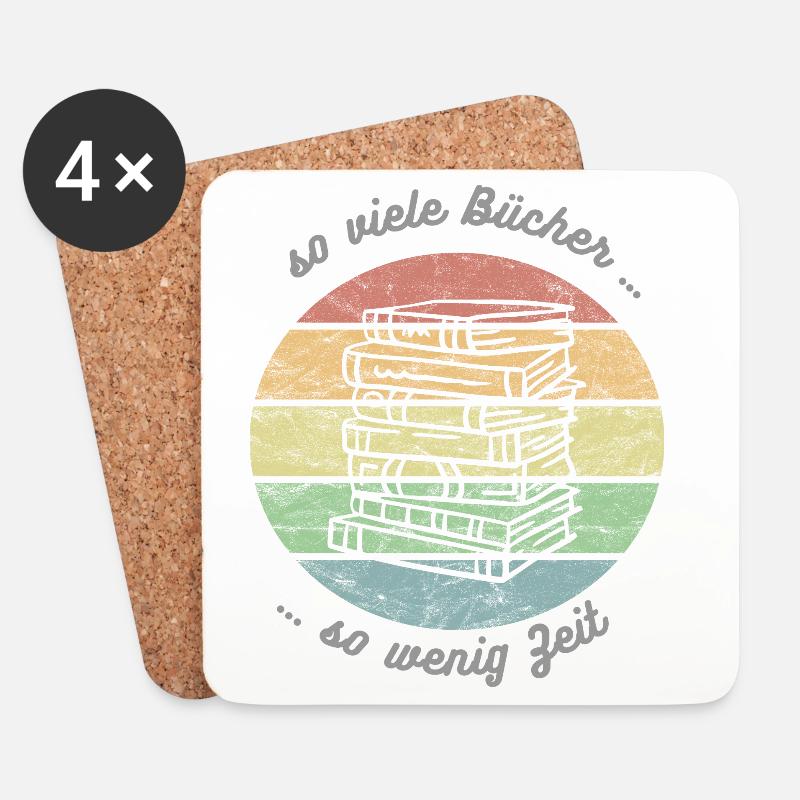 So viele Bücher ... so wenig Zeit, Buch lesen - Untersetzer (4er-Set) - Weiß