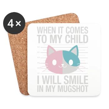 Quand il s’agit de mon enfant, je sourirai dans mon - Dessous de verre (lot de 4) - blanc - Devant
