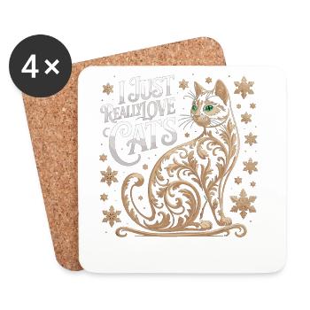 Chemise ornementale pour chat pour les amoureux des animaux - Dessous de verre (lot de 4) - blanc - Devant