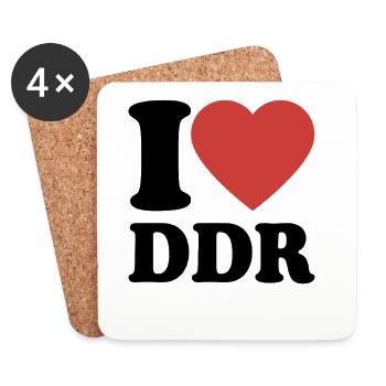 I Love DDR - Heart - Ostalgie - Ossi - Coasters (set of 4) - white - Front