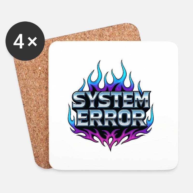 Systemfehler Flammen Grafik - Untersetzer (4er-Set) - Weiß
