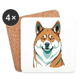 Cheerful Shiba Portrait - Coasters (set of 4) - white - Front