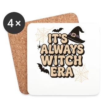 C’est toujours l’époque des sorcières drôle Halloween - Dessous de verre (lot de 4) - blanc - Devant