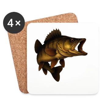 Detailed Zander Fish Illustrative - Coasters (set of 4) - white - Front