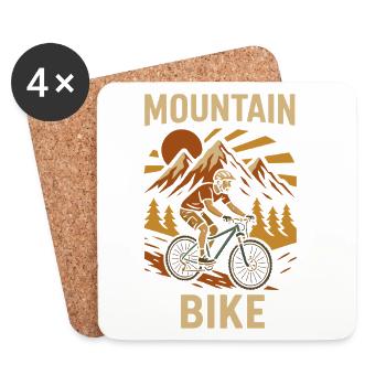 Berg mountain bike Retro Shirt Fahrrad Outdoor - Untersetzer (4er-Set) - Weiß - Vorne