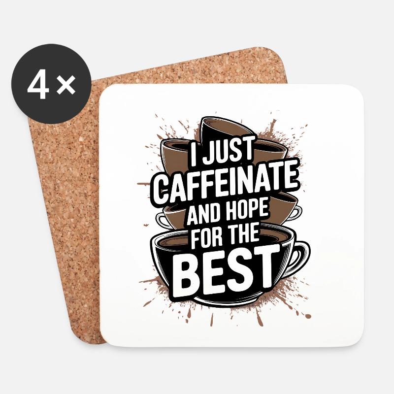 Koffein und Hoffnung auf das Beste - Untersetzer (4er-Set) - Weiß