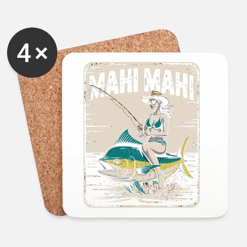 Mahi Mahi Beach Angler Retro - Coasters (set of 4) - white