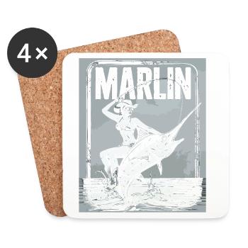 Marlin Anglerin Retro - Untersetzer (4er-Set) - Weiß - Vorne
