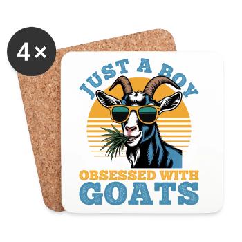 Funny Farm Animal Goat - Coasters (set of 4) - white - Front