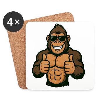 Gorilla Thumbs Up Retro - Coasters (set of 4) - white - Front