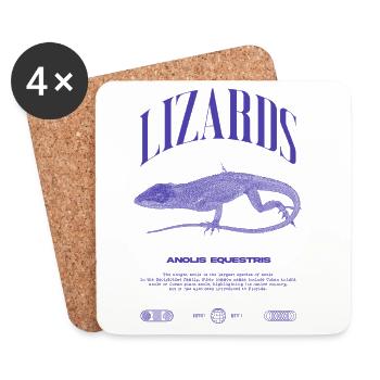 Cuban Knight Anole Reptile Keeper Lizard - Coasters (set of 4) - white - Front