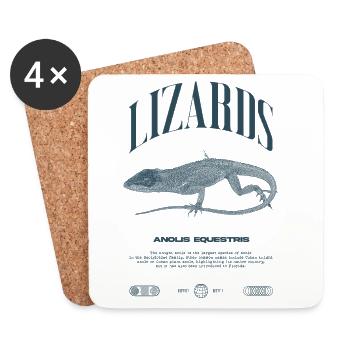 Cuban Knight Anole Reptile Keeper Lizard - Coasters (set of 4) - white - Front