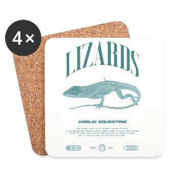 Cuban Knight Anole Reptile Keeper Lizard - Coasters (set of 4) - white - Front